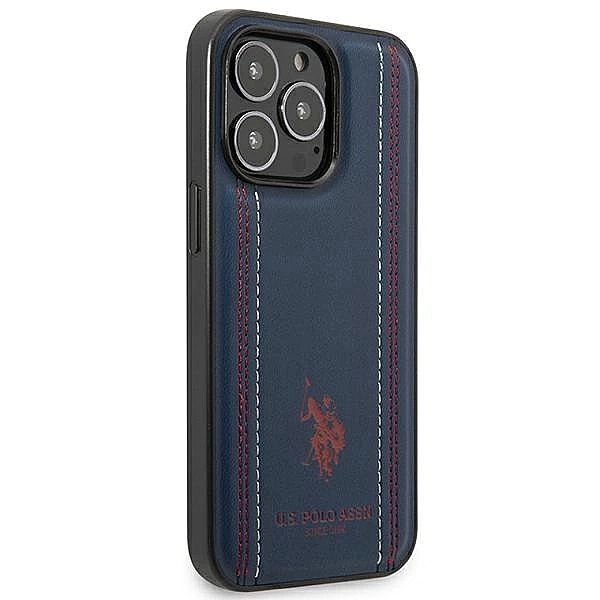 Etui U.S. Polo Assn. Leather Stitch na iPhone 14 Pro - granatowe