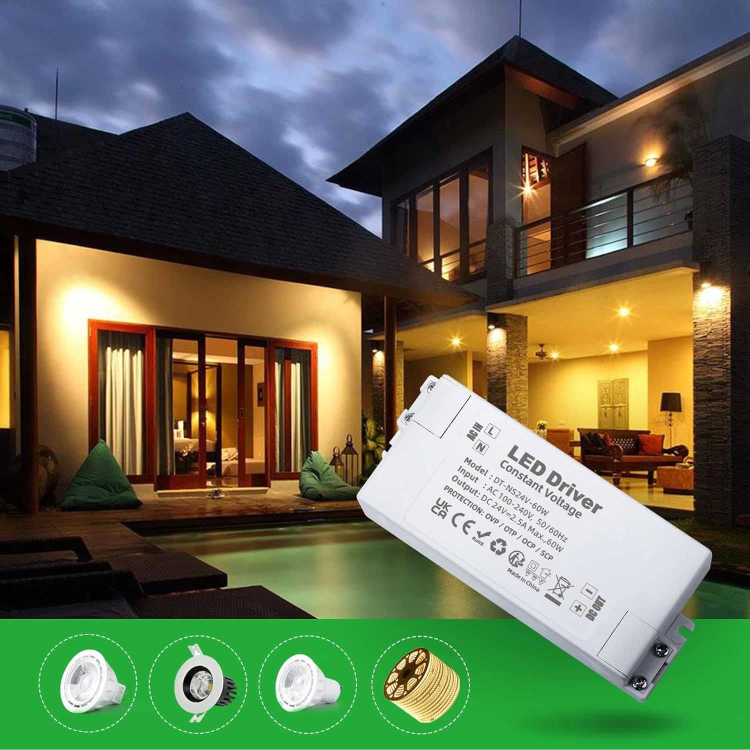 Zasilacz do LED REYLAX 24V 60W 2.5A przetwornik transformator AC DC