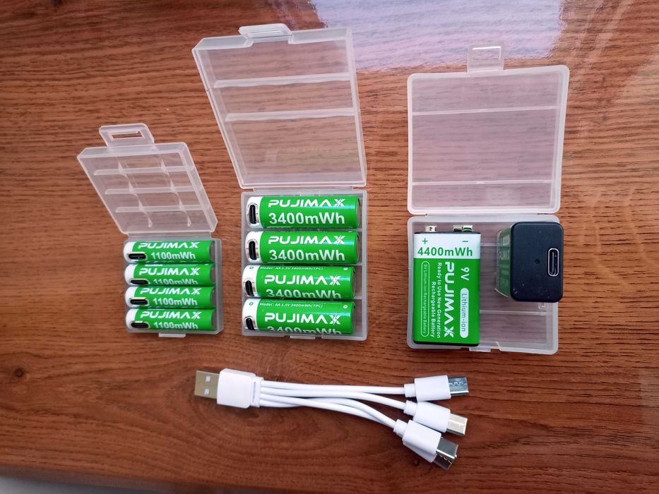 Аккумулятори AAA PUJIMAX 1.5V або типe Крона 9V. Зарядка Type-C