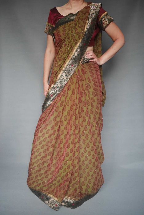 Сари индийское с чоли подарок