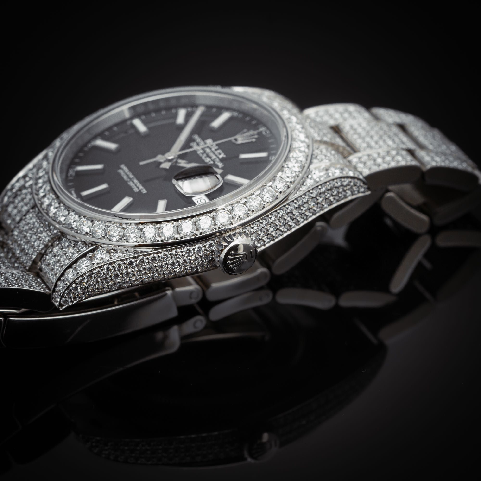 FULL ICED Rolex Datejust 41 black dial