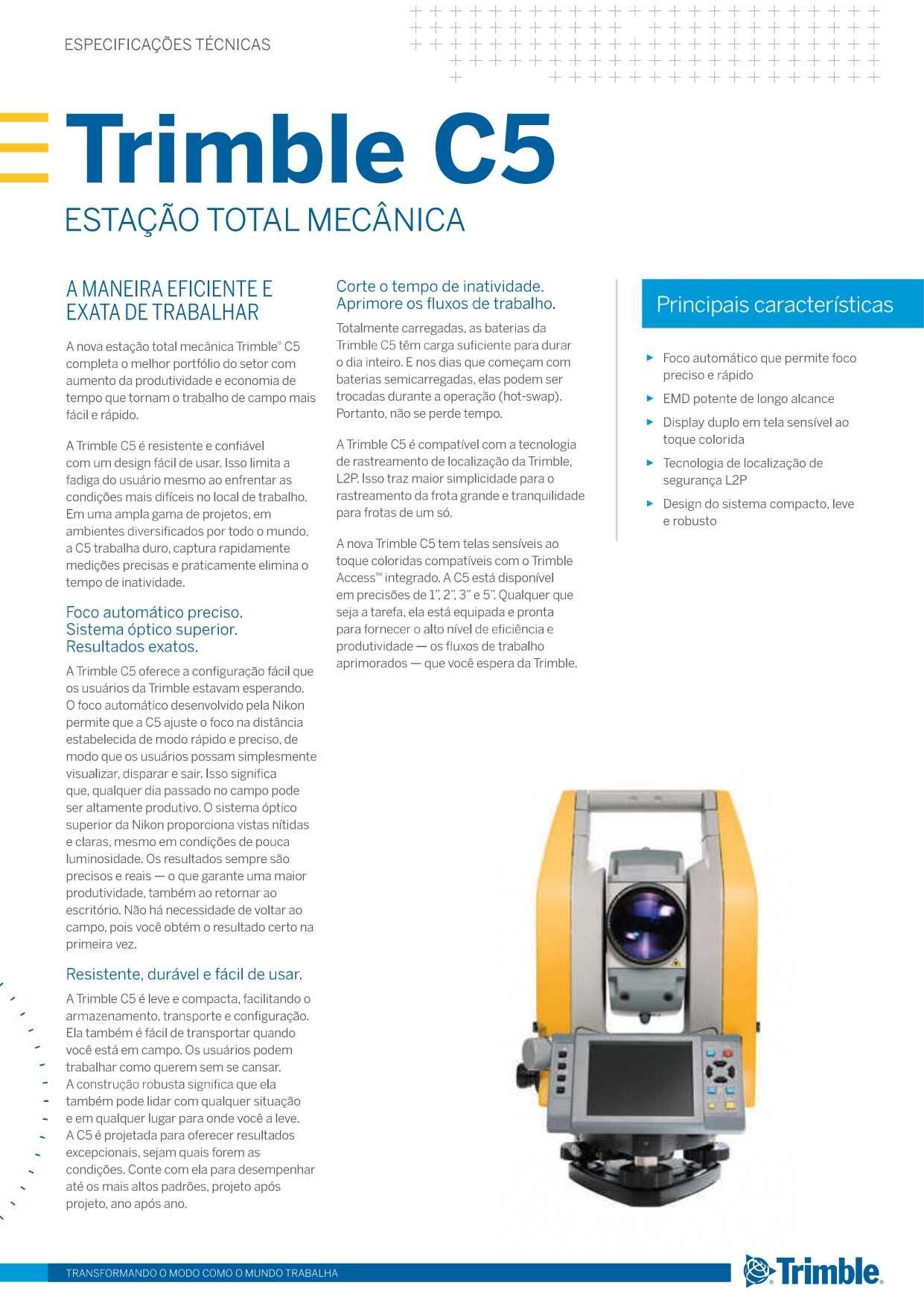 Estação Total Mecânica TRIMBLE C5 3 segundos