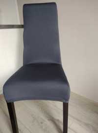 Pokrowce na krzesła szare gładkie zestaw komplet 6 sztuk elastyczne