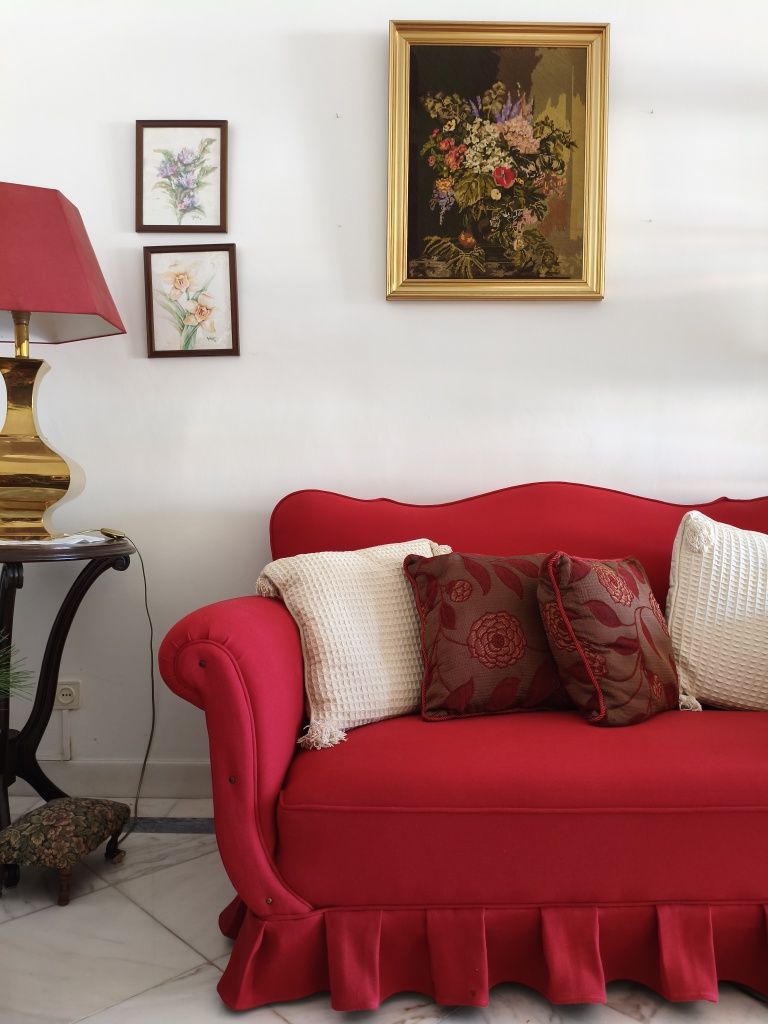 Conjunto de 3 sofás vermelhos