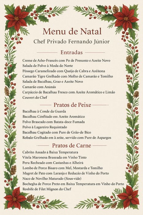 Chef Privado para Jantares de Natal e de fim de ano.
