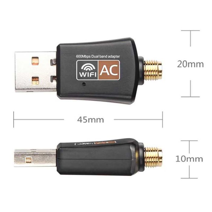 Karta sieciowa USB 600Mbps 2.4GHz 5GHz WiFi z anteną 802.11b/n/g/ac