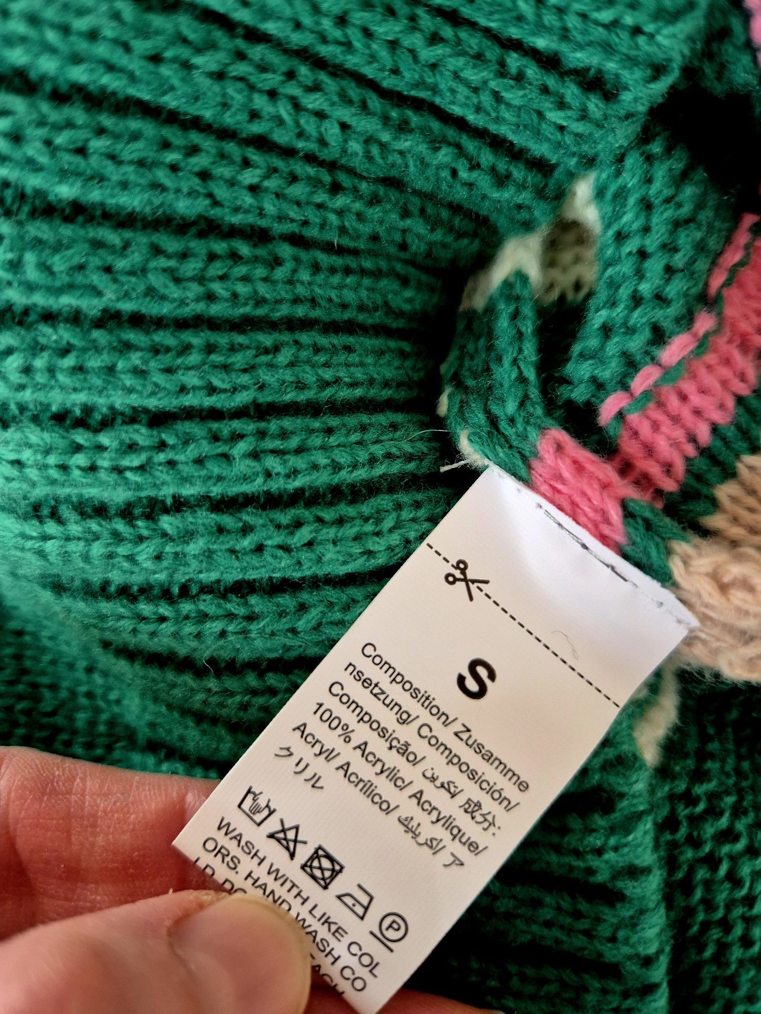 Kolorowy sweter nowy uroczy z golfem S/M