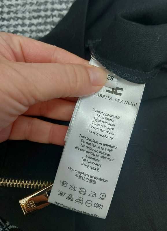 Spodnie Elisabetta Franchi logowane białe lampasy r. 38