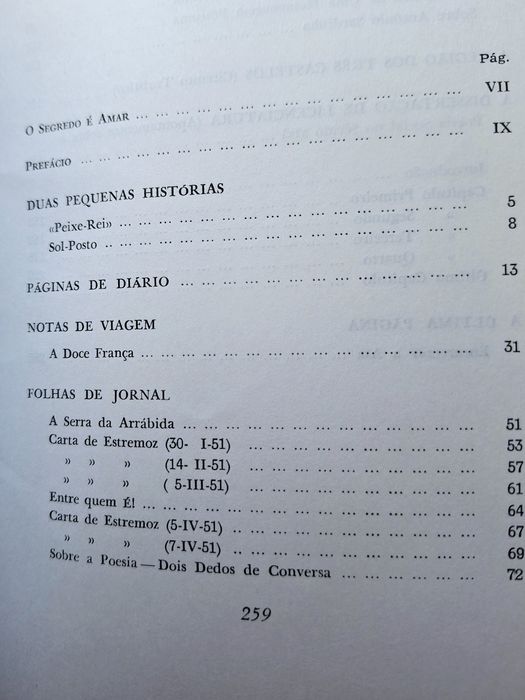 O segredo é amar Obras de Sebastião da Gama 2a ed 1969