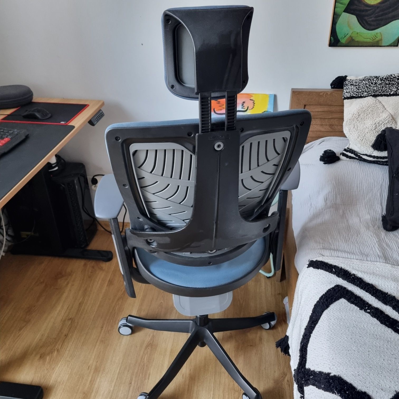 Fotel ergonomiczny Wau2 wersja czarny/niebieski  BL417 Slategrey