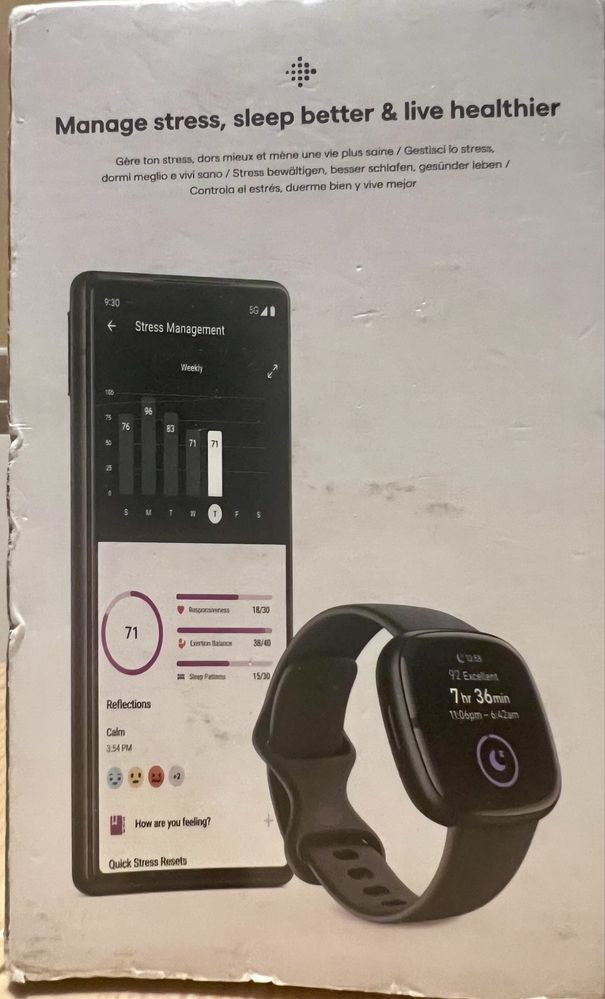 Fitbit Sense 2 Shadow Grey Graphite Nowy Uszkodzone Opakowanie
