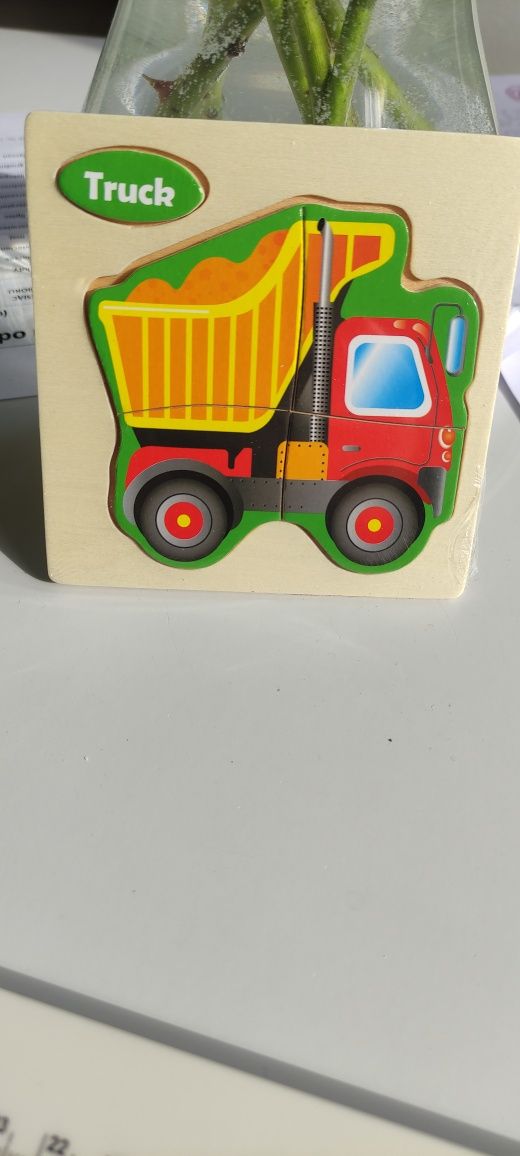 Puzzle Drewniane/ Klocki Ciężarówka Montessori - Nowe w folii!