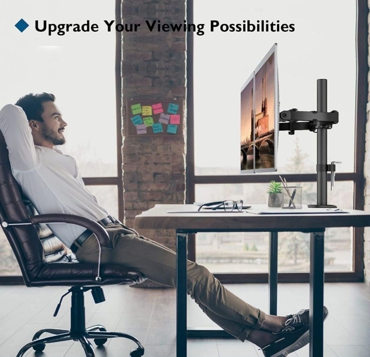 Uchwyt na dwa monitory BONTEC, 13 - 27 cali, do 10 kg na jeden monitor
