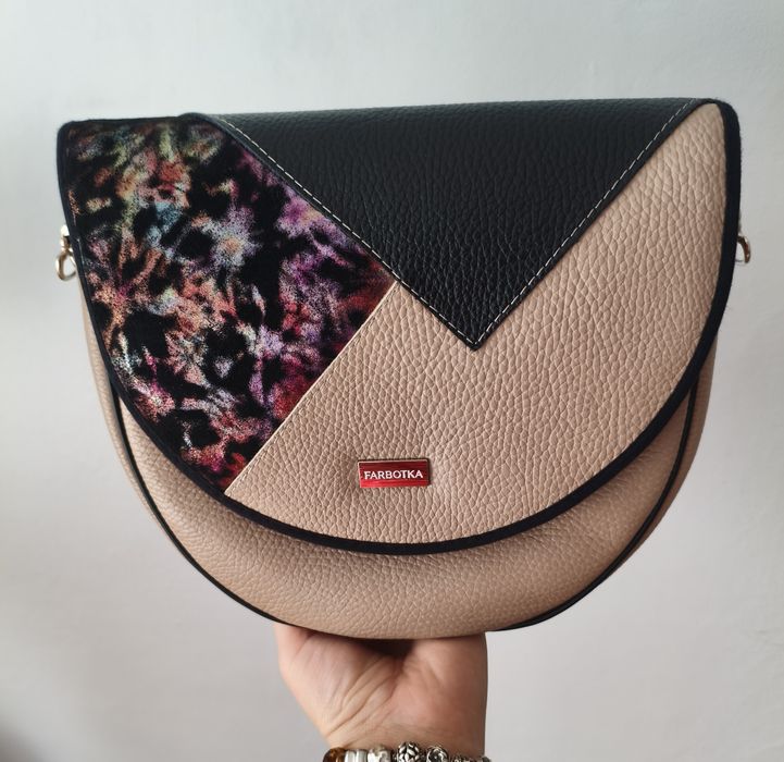 Torebka Farbotka Classic Sun podstawa skórzana piaskowa