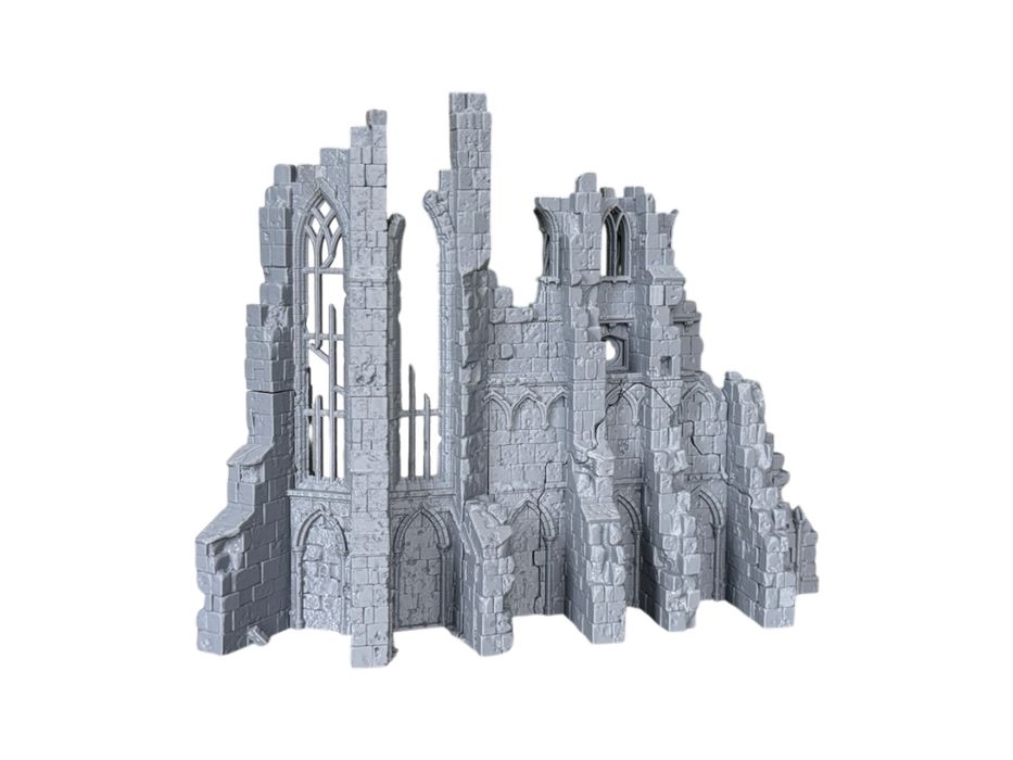 Ściana katedry w ruinie, druk 3D do gier bitewnych