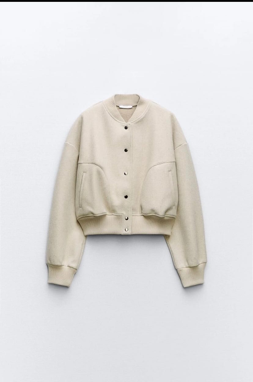 Шерстяний бомбер куртка в стилі Zara XS-S-M