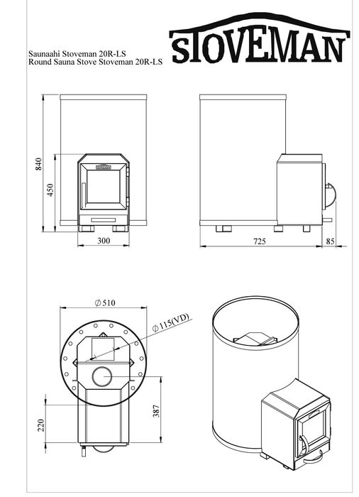Piec do sauny STOVEMAN 20R LS