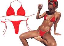 Sexy Strój Kąpielowy Wiązane Bikini Brazylijskie Stringi - L