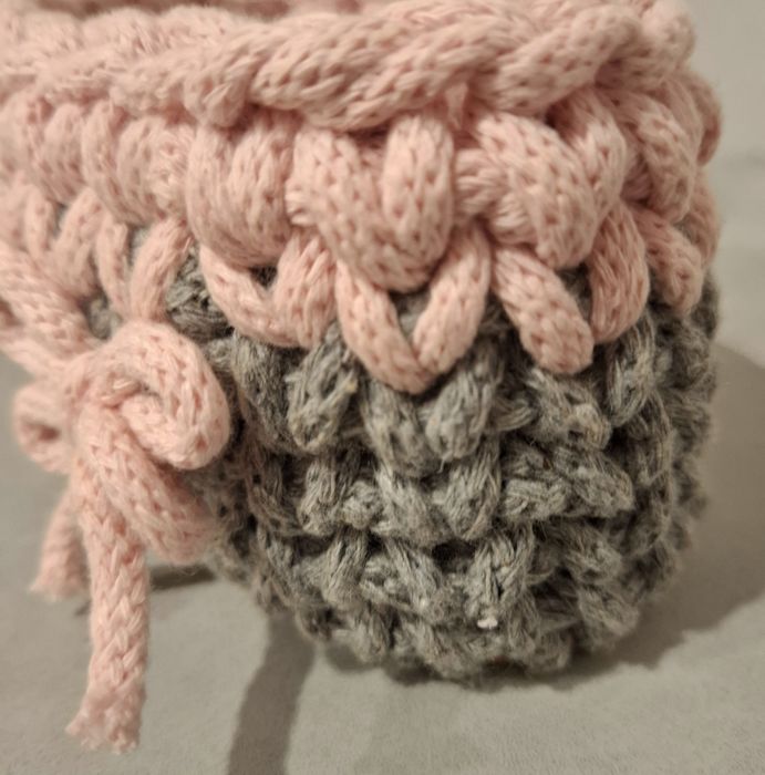 Koszyk na szydełku komplet kosz sznurek bawełniany handmade rękodzieło