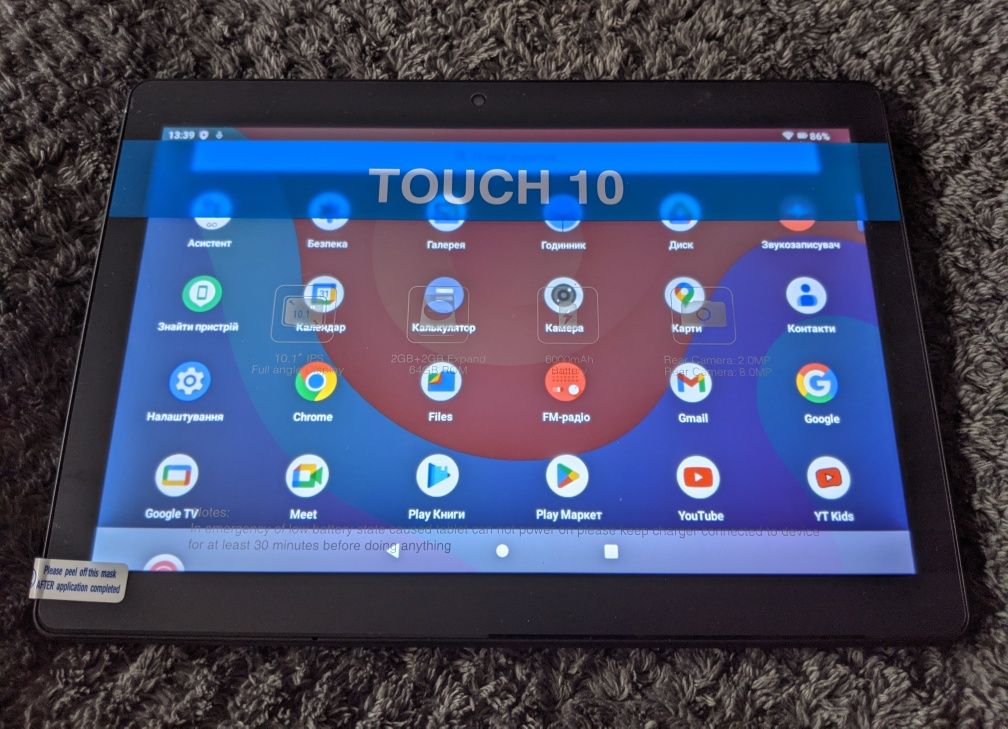 Великий IPS планшет Pritom Touch M10 4/64 6000мАч Android 13 новий