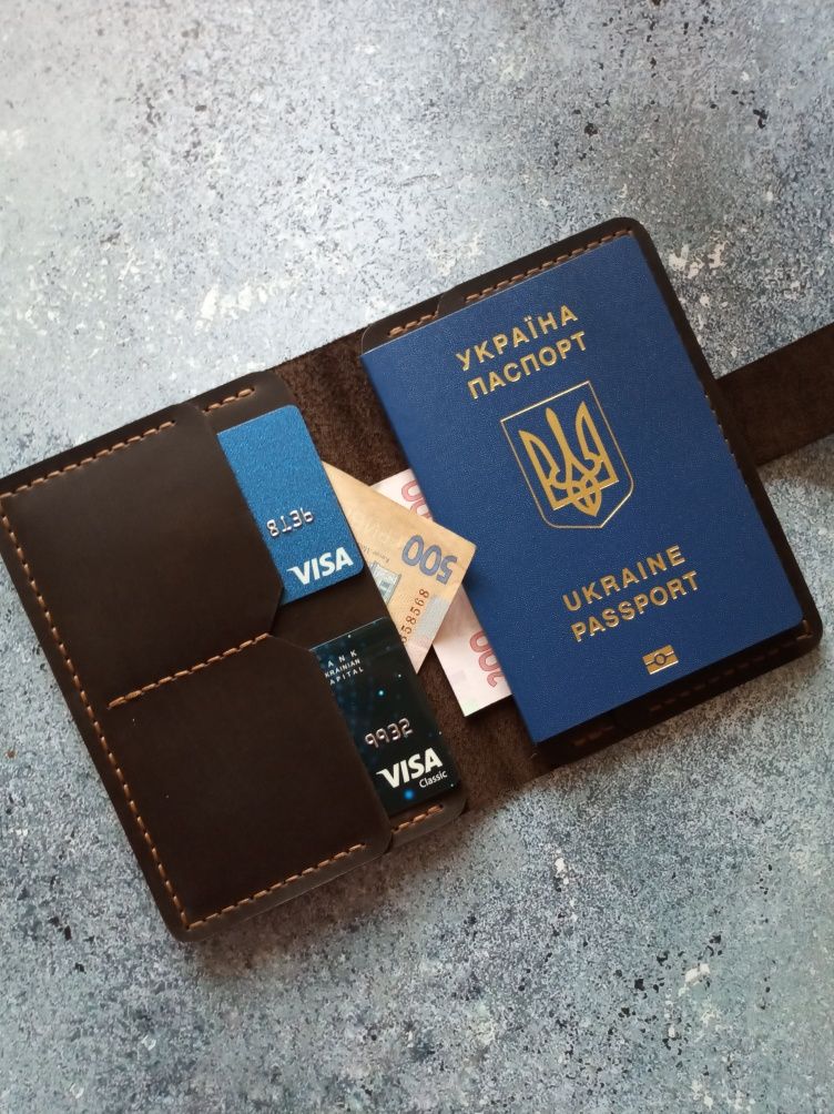 Шкіряне портмоне докхолдер обкладинка паспорт холдер для документів
