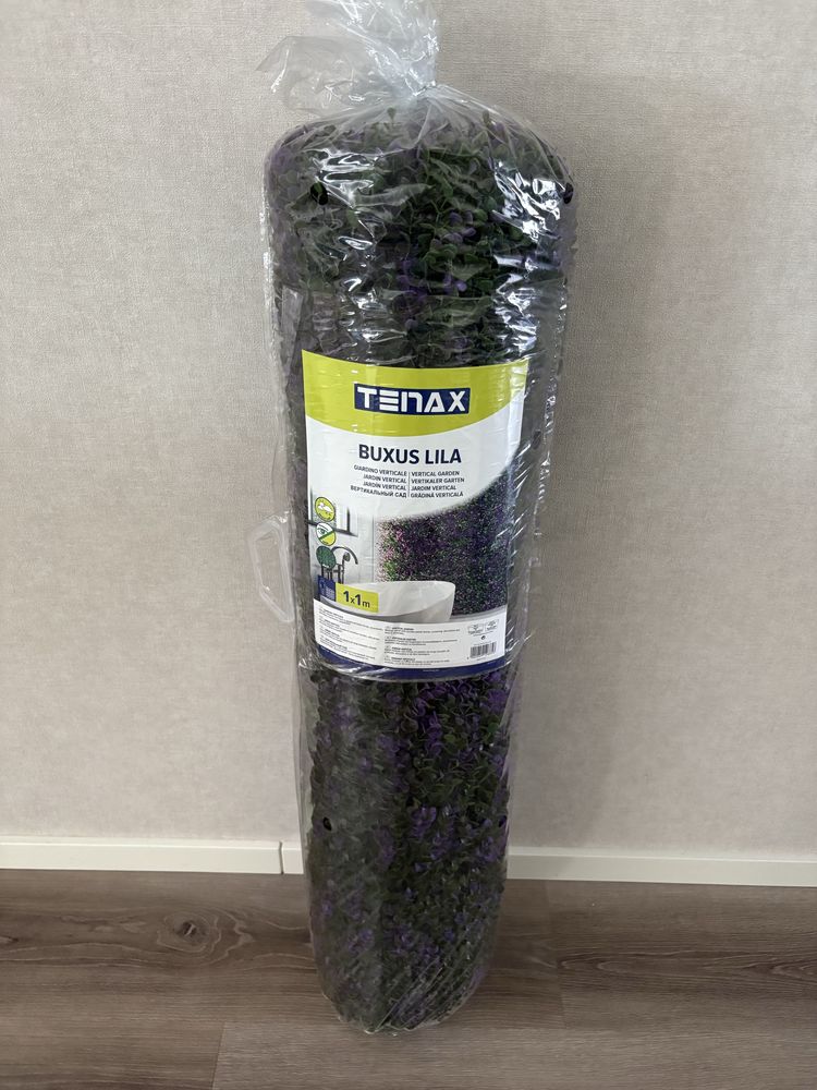 Painel de Jardim Vertical Artificial TENAX Buxus Lila – 1x1 m (Novo)