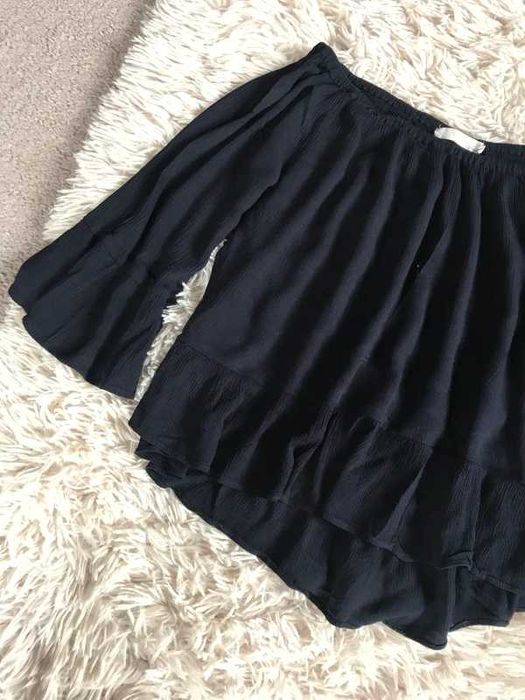 Granatowa bluzka hiszpanka boho Mango