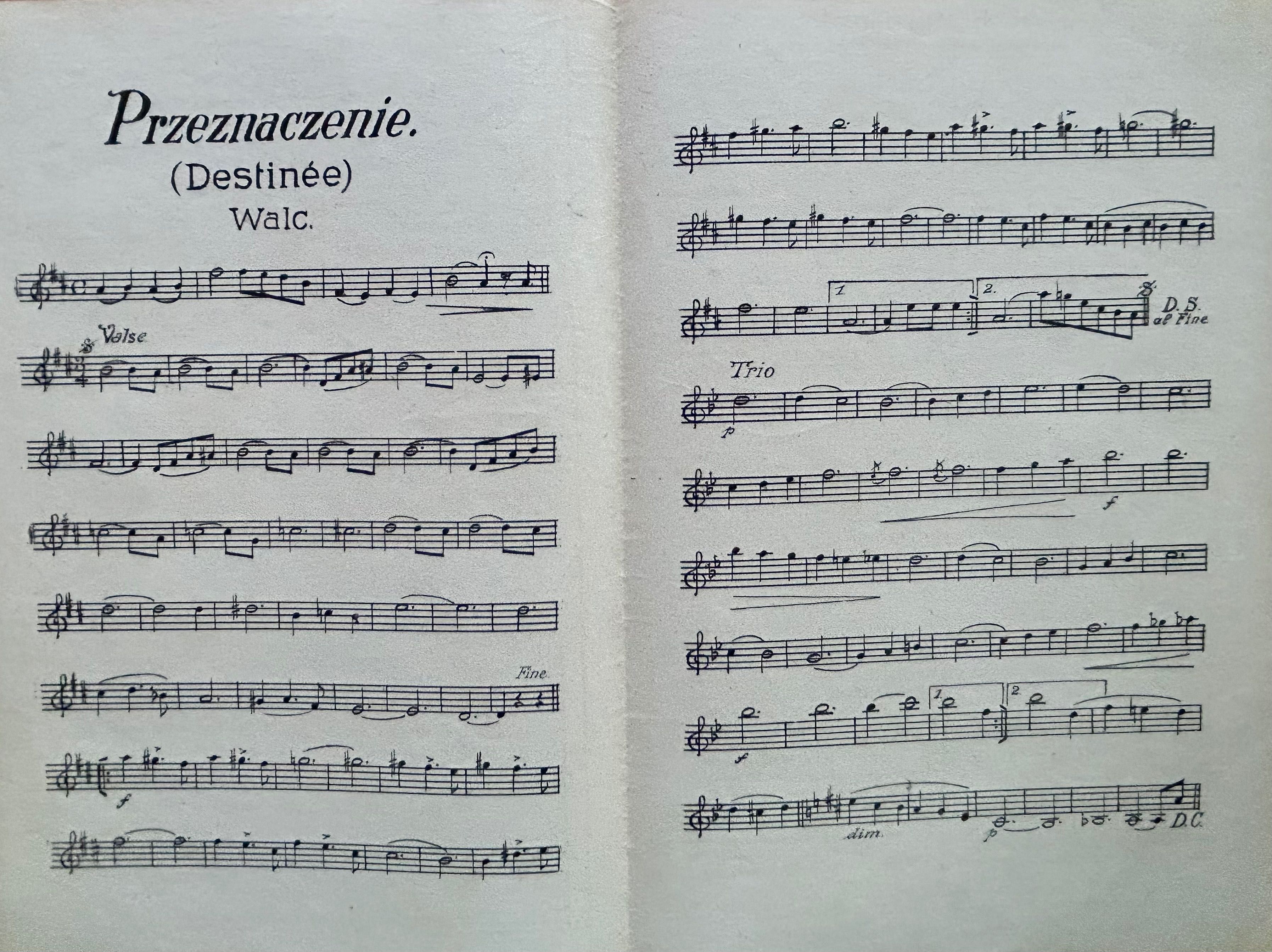 Nuty Repertuar na skrzypce lub mandolinę nr 34 walc „Przeznaczenie”