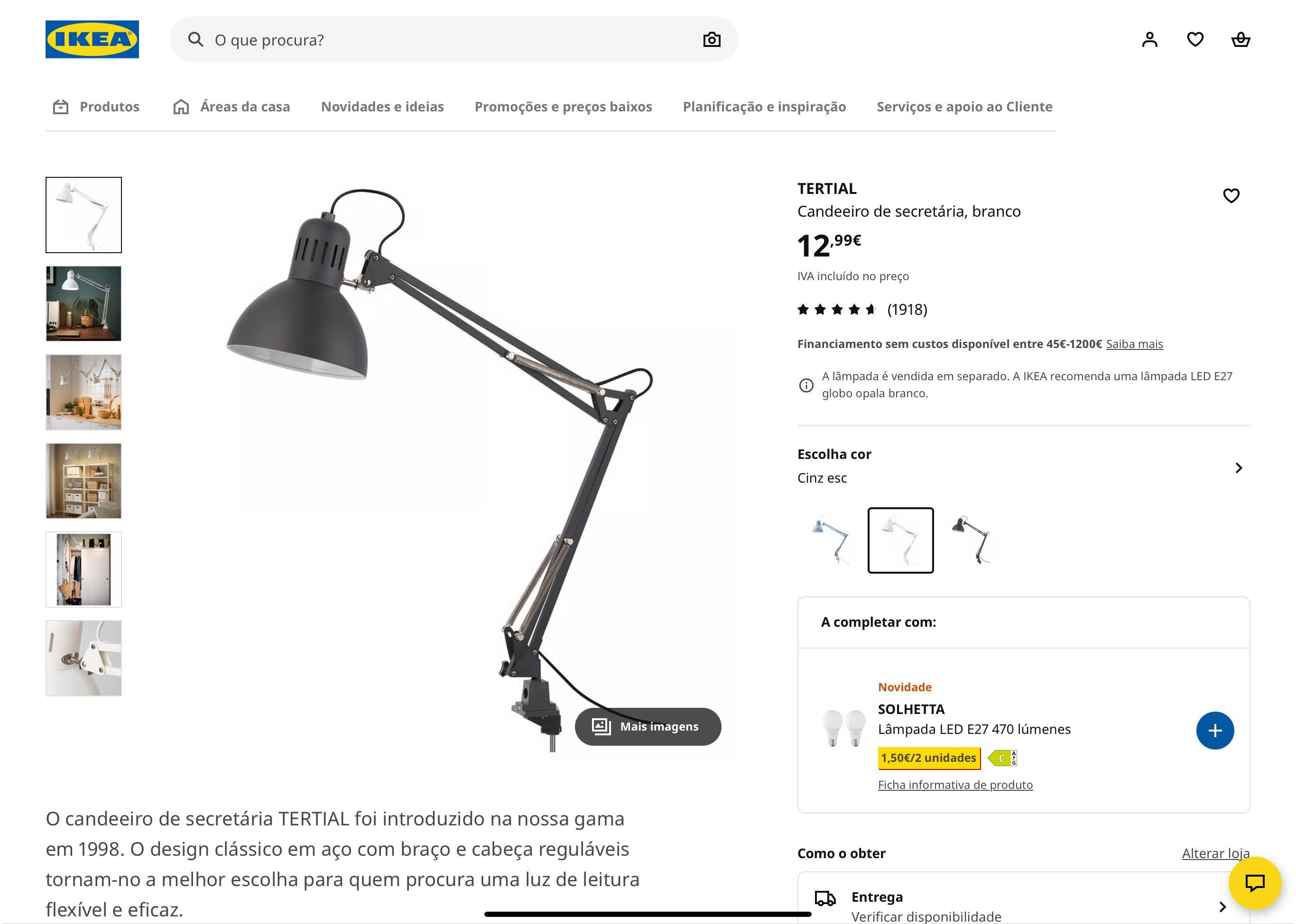 Candeeiro de secretária