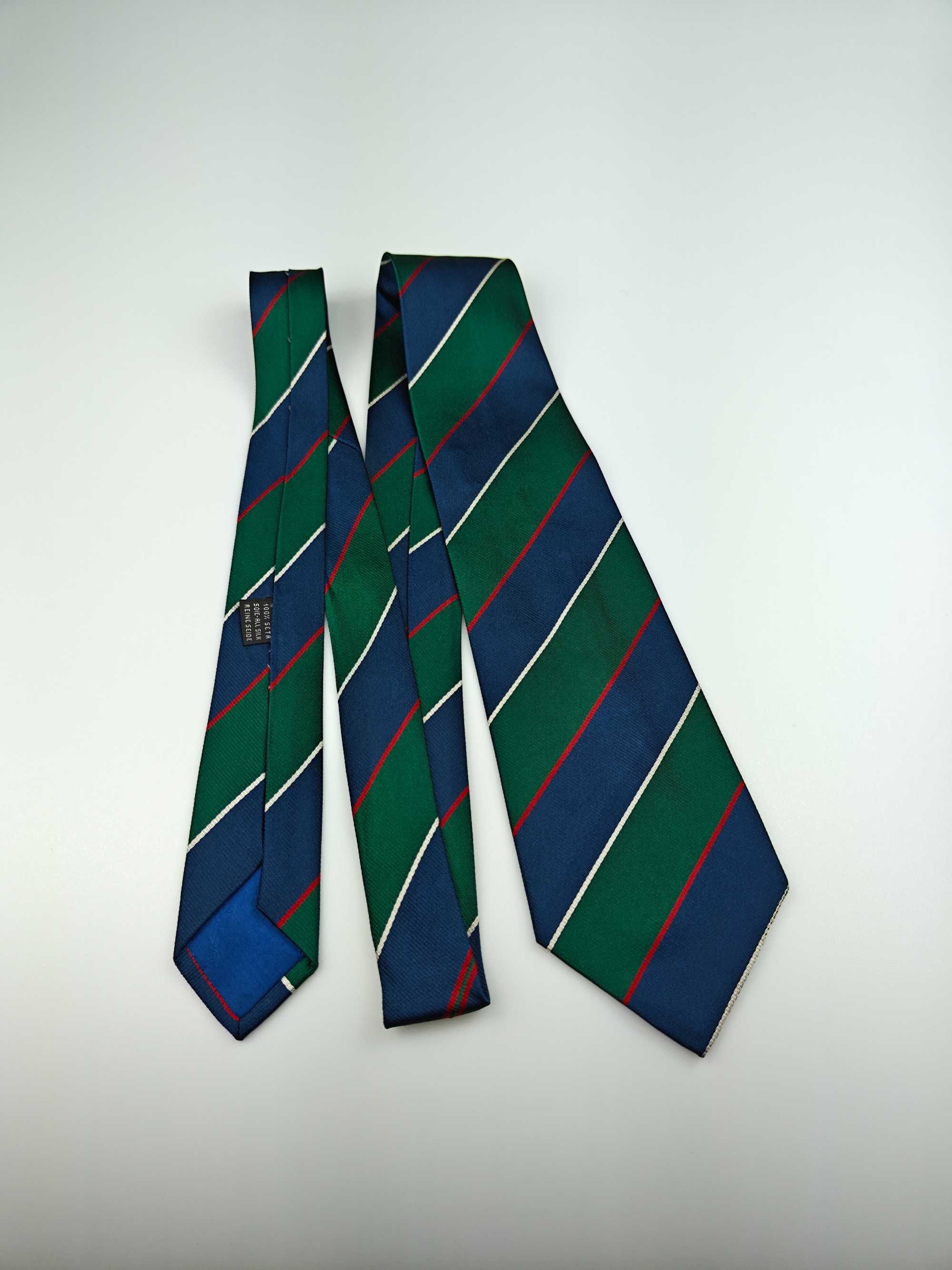 Yves Saint Laurent granatowy jedwabny krawat w paski regimental wrz111