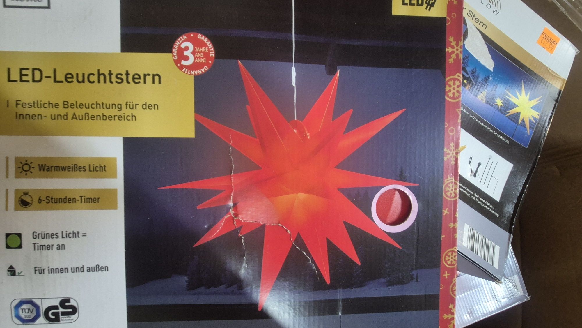 Świecąca gwiazda Livarno czerwona 3D LED