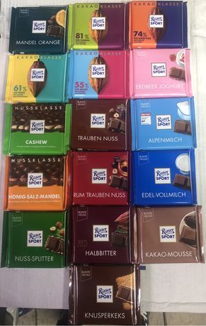 Шоколад Ritter Sport  Вага 100 грам в асортименті