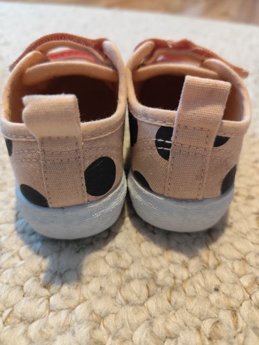 Trampki dziewczęce tenisówki buciki na rzep różowe w grochy czarne