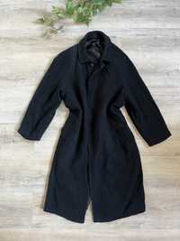 ciepły czarny klasyczny płaszcz 100% wełna Christian Dior vintage
