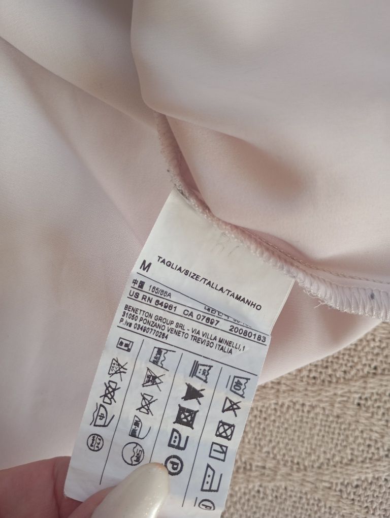 BENETTON M-L pudrowo-różowa liliowa bluzka koszula do biura