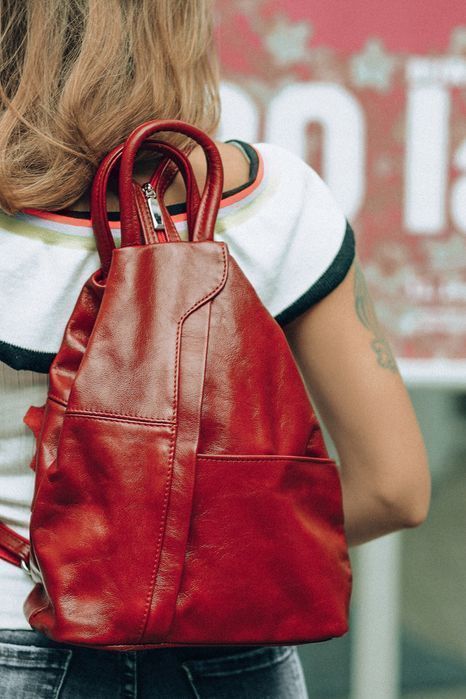 Camel Plecak Damski Skórzany Trójkąt Pojemny Beltimore Q60 do pracy