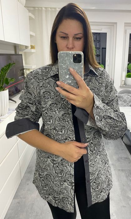 Męska Koszula czarno białe wzory 44 l-xxl