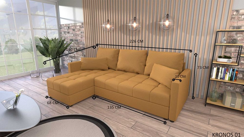 NOWY Narożnik Rogówka DOMINO L z funkcją spania PRODUKT OD PRODUCENTA