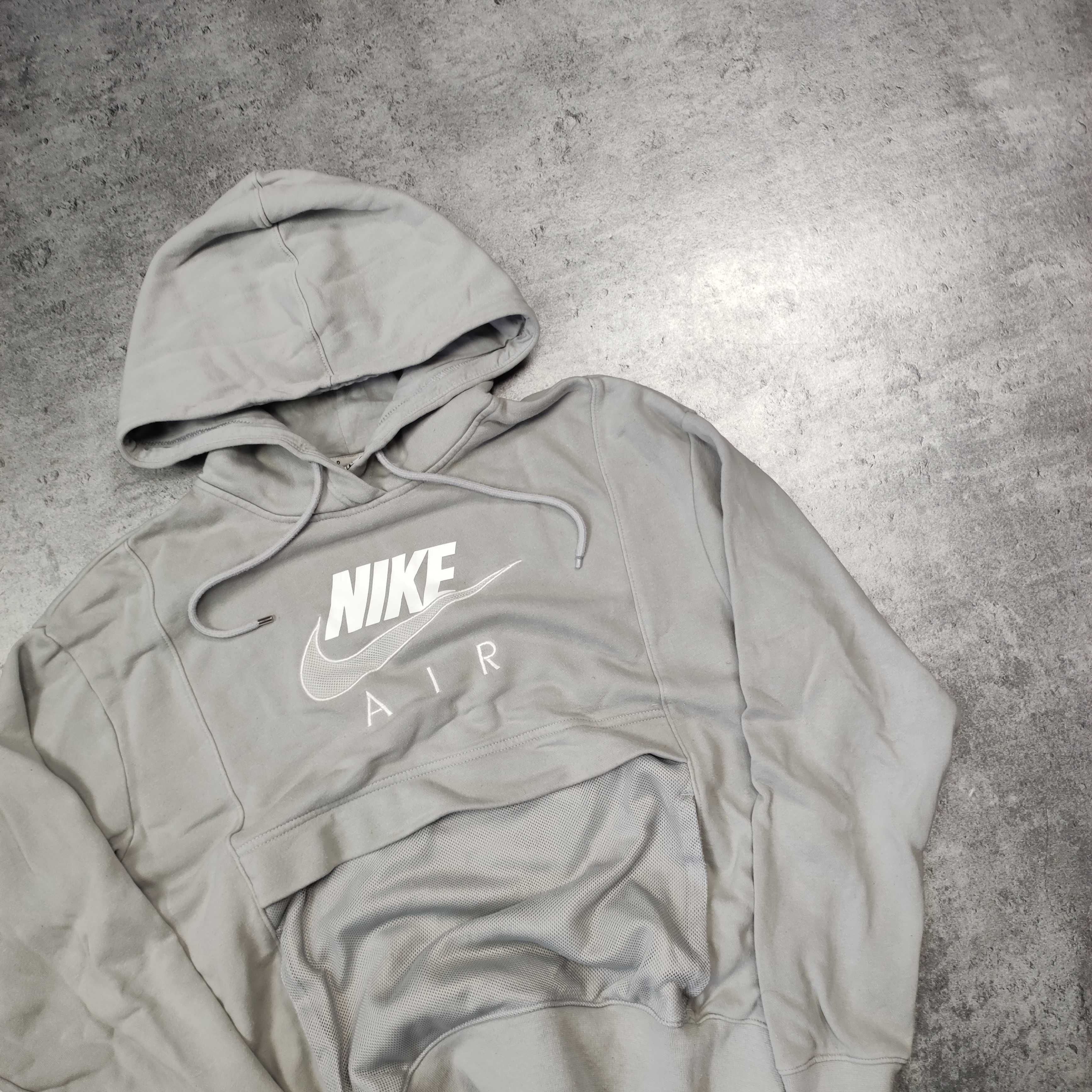 MĘSKA Bluza z Kapturem Hoodie szara Nike Duże Logo AIR Kangurka Haft