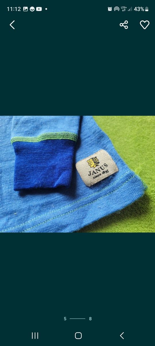 Bluzeczka 2szt Janus r 92 100 wełna merino 100proc