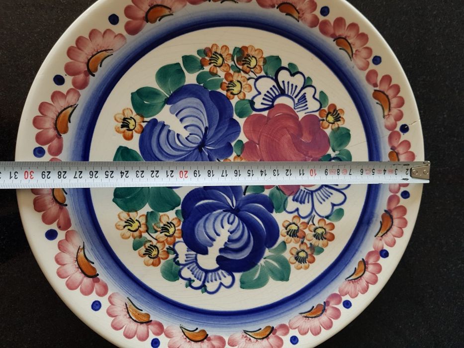 Fajans Włocławek 2x patera 31 cm kwiaty Zakrzewska Ziółkowska