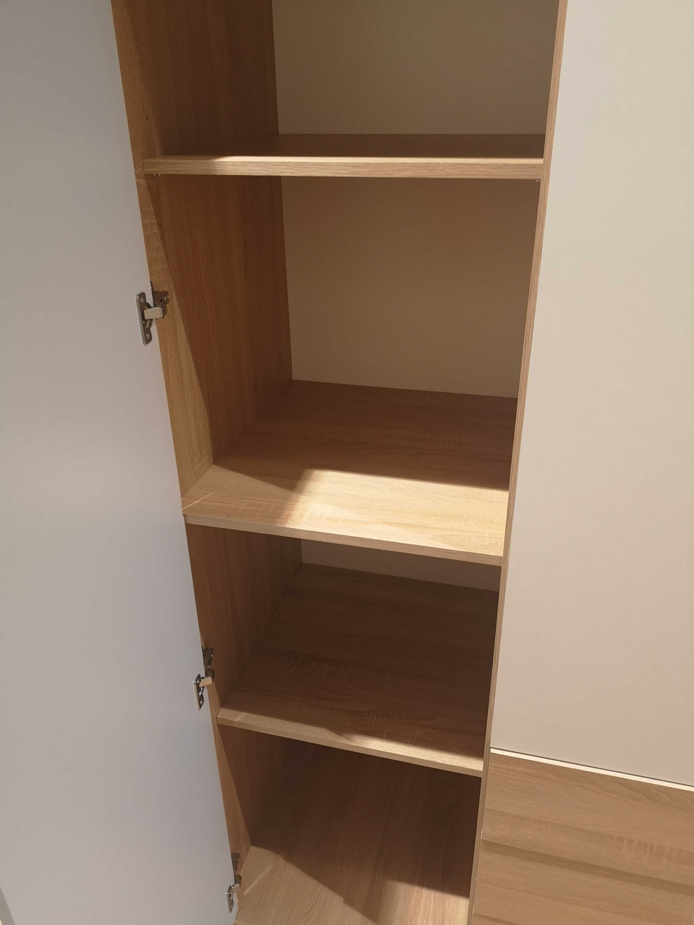 Szafa 3-drzwiowa NOWA BIRKELSE - biało dębowa z szufladami  150x192x60