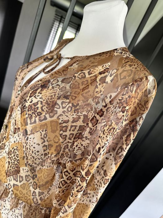 Marsala lekka sukienka tunika zwierzęcy print rozm. uni