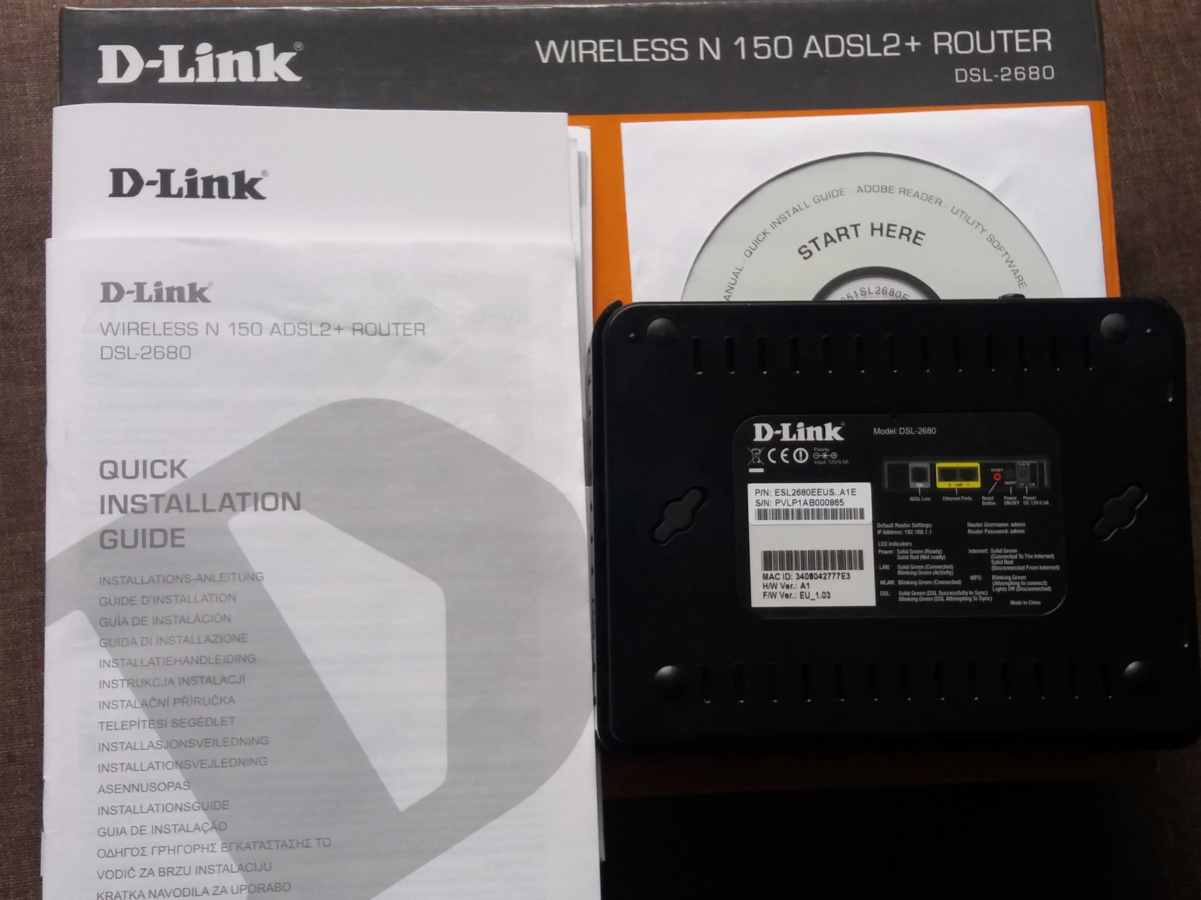 Router Wi-Fi D-Link ADSL - 2680 - KOMPLETNY ZESTAW ! POLECAM !