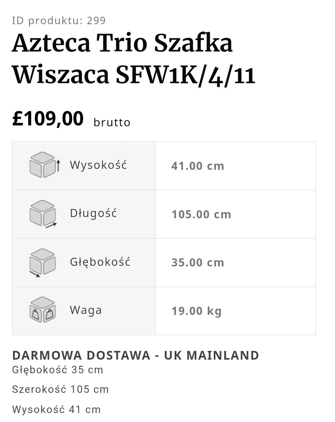 Szafka wisząca asteka Okazja .