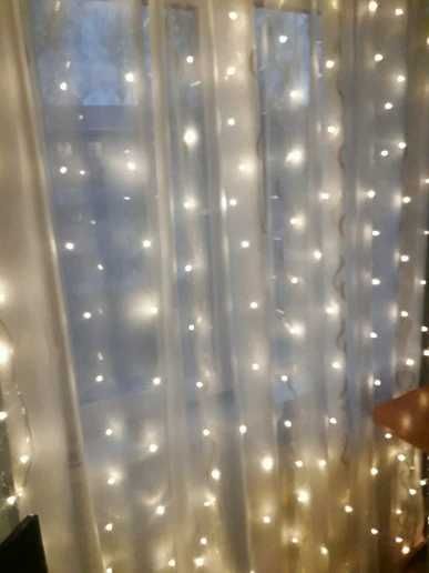 3*3 метра Гирлянда штора роса на пульте, Теплый белый