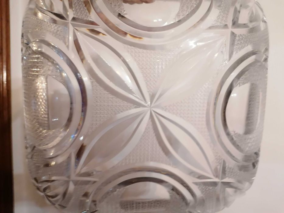 Taça de cristal maciço lapidado – anos 60/70 – 32 cm, 3 kg – vintage