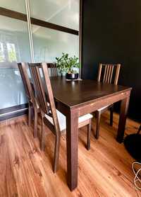 Stół rozkładany + 4 krzesła IKEA BRJUSTA