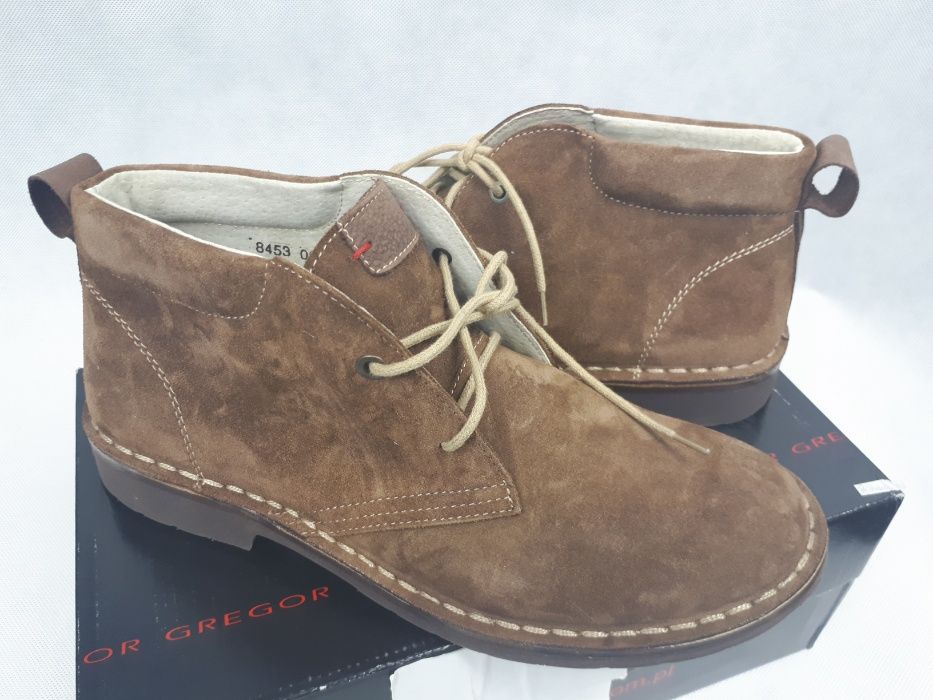 Nowe trzewiki męskie GREGOR zamszowe brąz 44 skóra botki