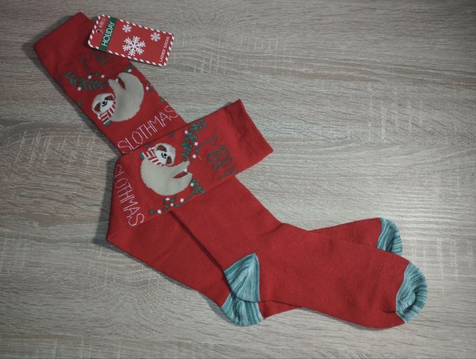 Podkolanówki świąteczne z pandą r. 34-37